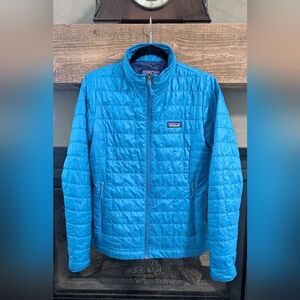Patagonia women's nano puff jacket andes bayou blue primaloft small full zip S